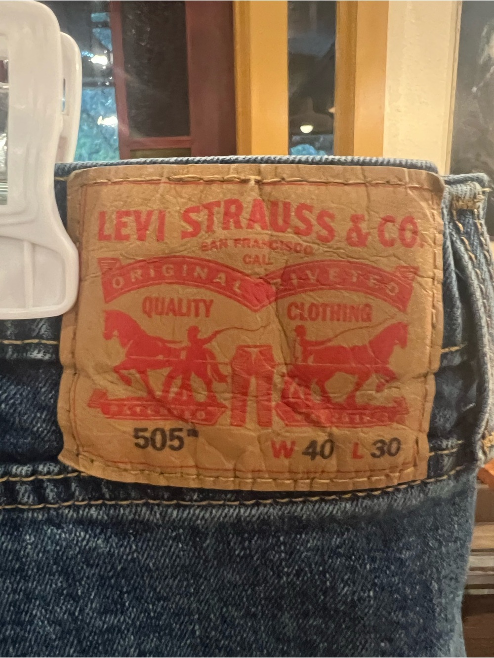 Levi's 505 Relaxed Fit Men’s Jeans - Blue with Tan Patch